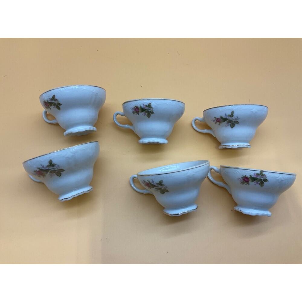 Vintage Japan Pink Roses‎ Gold Trimmed Footed Teacups Set of 6 Cottage Core - Picture 4 of 7
